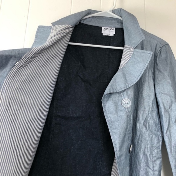 Armani Collezioni Blue Ruffled Trim Blazer - Picture 2 of 6